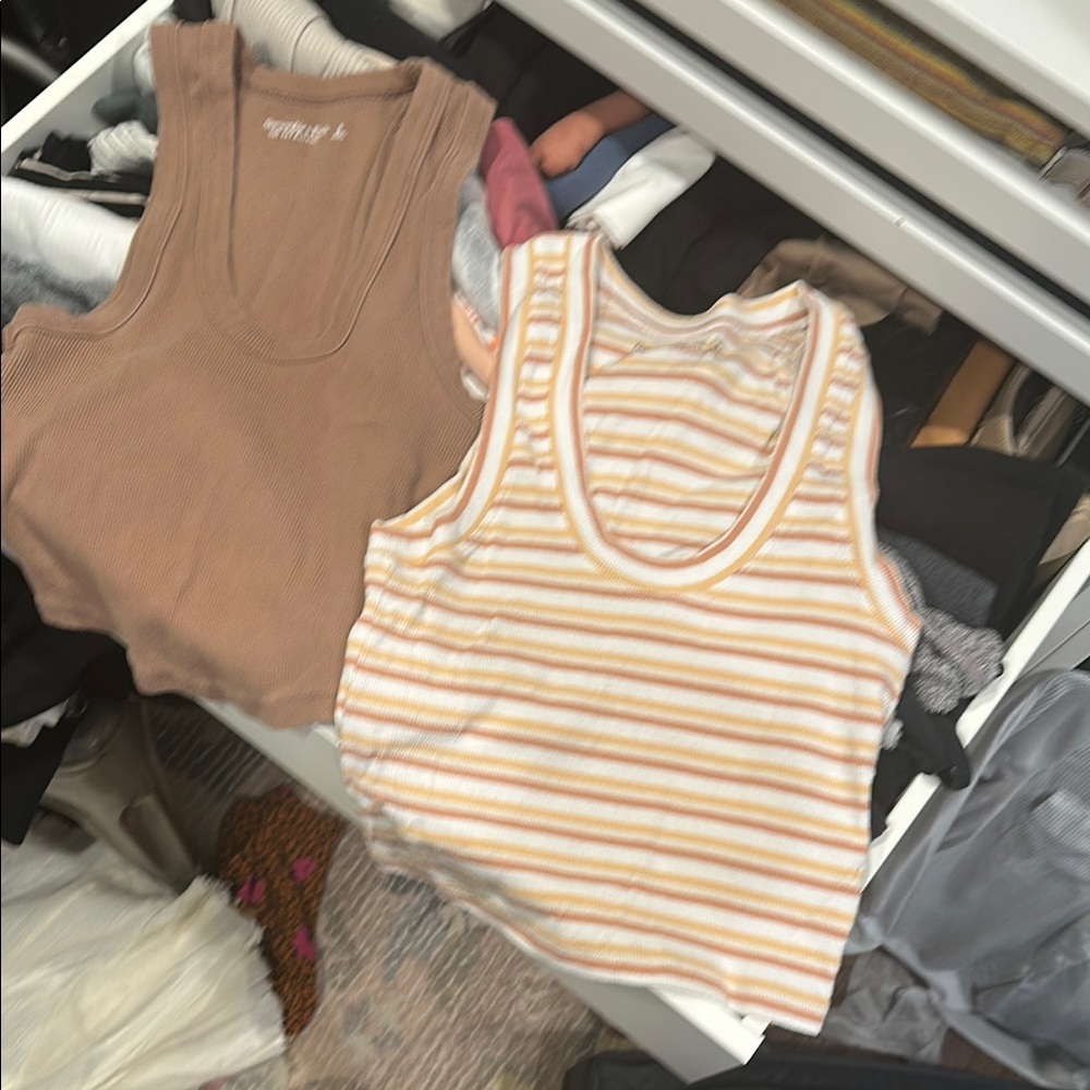 Abercrombie & Fitch Tan Ribbed Tank Top